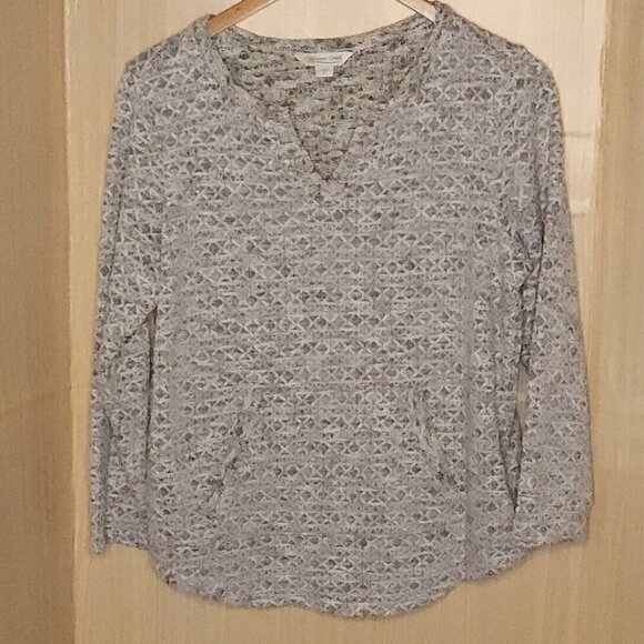 Coldwater Creek Blue White Textured Relaxed Fit Summer Sweater Large - Picture 1 of 7